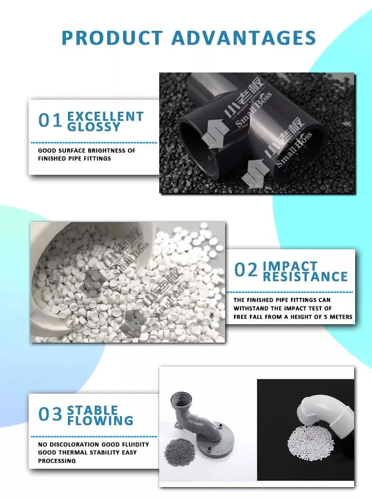 Lead- Free Rigid PVC Granules UPVC Compound Raw Material Injection Grade for Pipe Fitting
